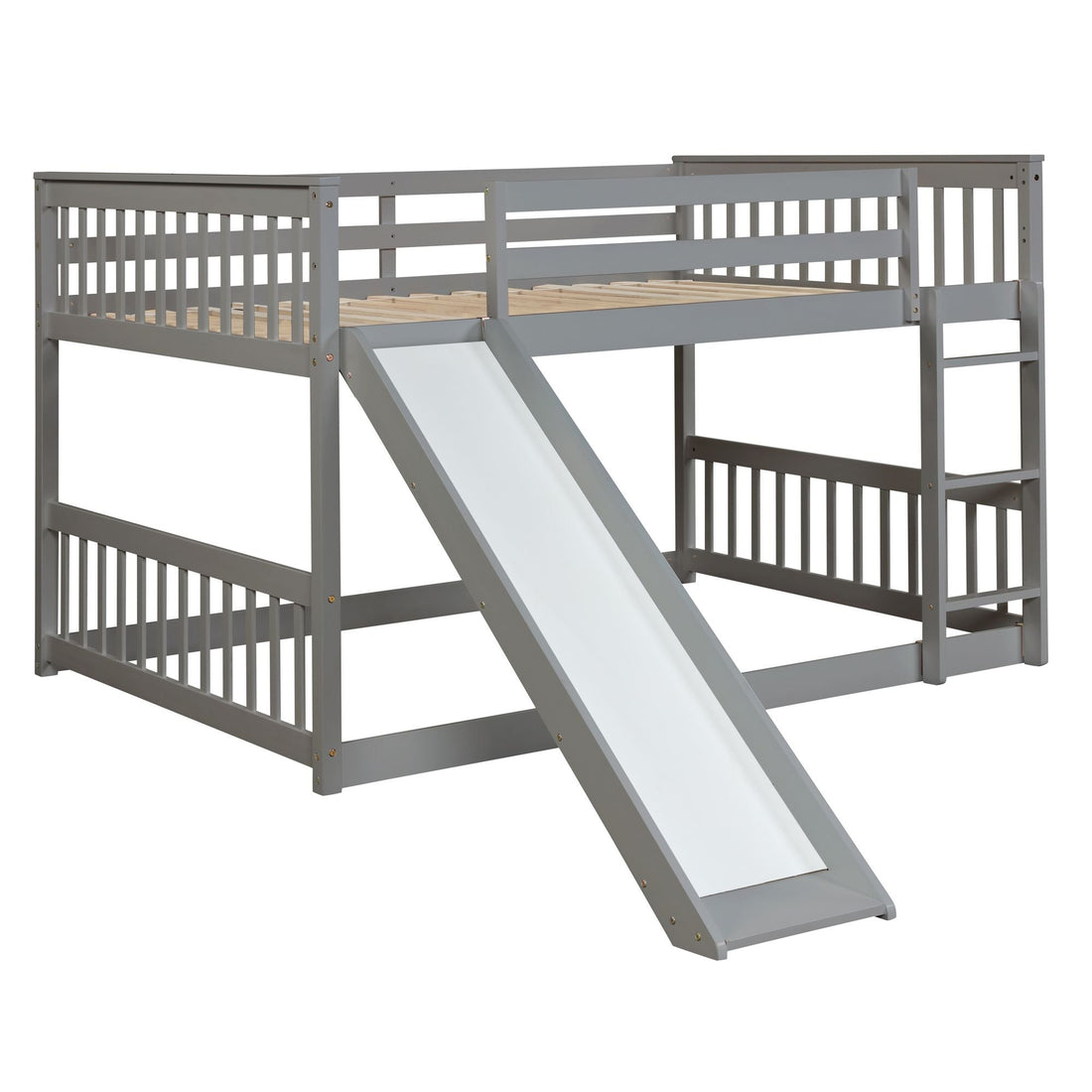 Fun Full over Full Wood Bunk Bed with Slide in White or Grey | Just Better Bunk Beds - View 12