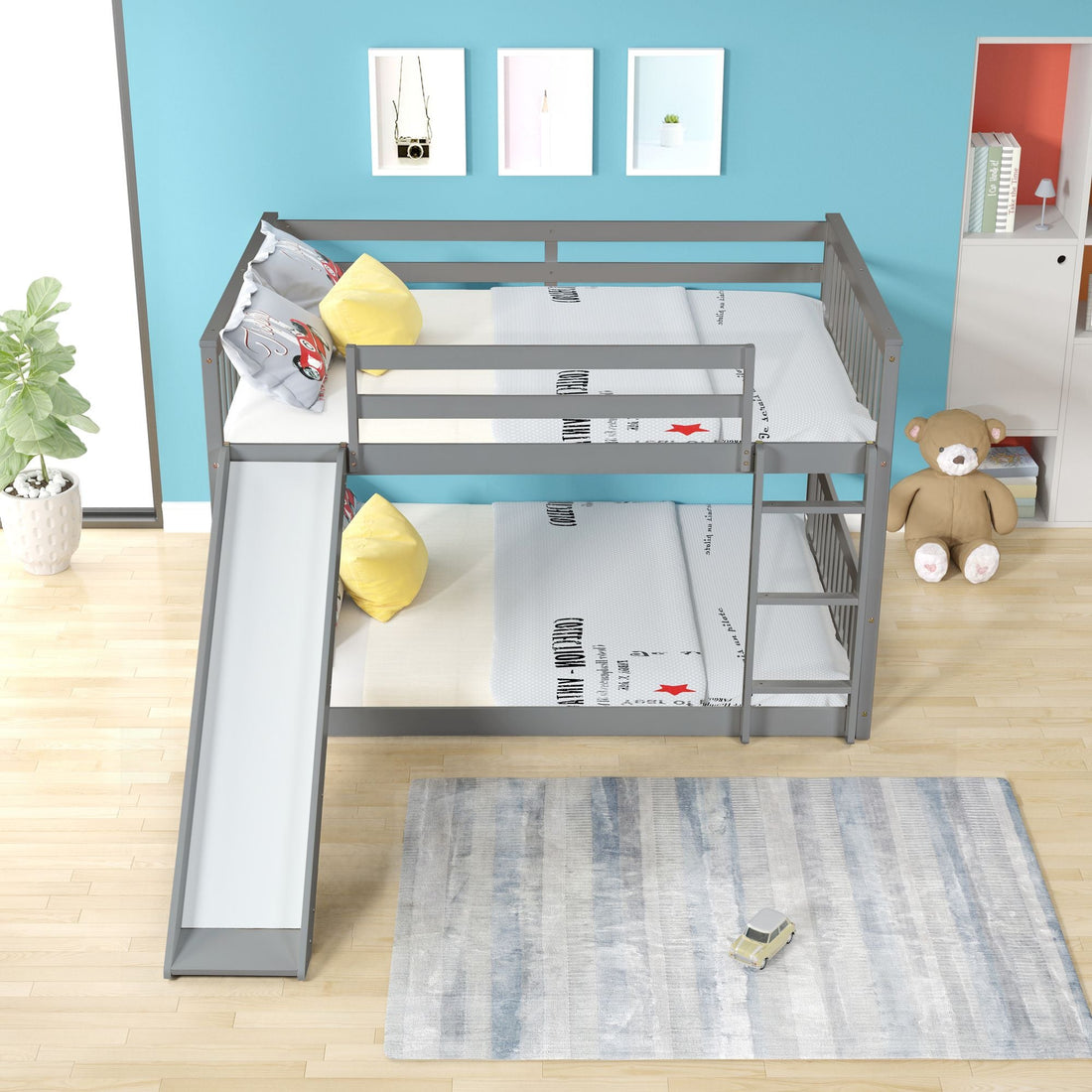Fun Full over Full Wood Bunk Bed with Slide in White or Grey | Just Better Bunk Beds - View 18