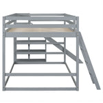 Fun Full Over Full Wood Bunk Bed with Slide, Ladder, Shelves in White | Just Better Bunk Beds - View 21