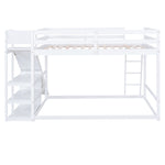 Fun Full Over Full Wood Bunk Bed with Slide, Ladder, Shelves in White | Just Better Bunk Beds - View 8