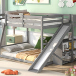 Fun Full Over Full Wood Bunk Bed with Slide, Ladder, Shelves in White | Just Better Bunk Beds - View 25