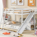 Fun Full Over Full Wood Bunk Bed with Slide, Ladder, Shelves in White | Just Better Bunk Beds - View 15