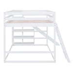 Fun Full Over Full Wood Bunk Bed with Slide, Ladder, Shelves in White | Just Better Bunk Beds - View 16