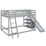 Fun Full Over Full Wood Bunk Bed with Slide, Ladder, Shelves in White | Just Better Bunk Beds - View 26