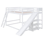 Fun Full Over Full Wood Bunk Bed with Slide, Ladder, Shelves in White | Just Better Bunk Beds - View 11