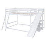 Fun Full Over Full Wood Bunk Bed with Slide, Ladder, Shelves in White | Just Better Bunk Beds - View 13