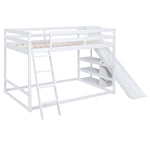 Fun Full Over Full Wood Bunk Bed with Slide, Ladder, Shelves in White | Just Better Bunk Beds - View 5