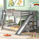 Fun Full Over Full Wood Bunk Bed with Slide, Ladder, Shelves in White | Just Better Bunk Beds - View 23