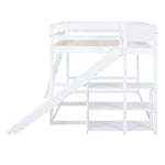 Fun Full Over Full Wood Bunk Bed with Slide, Ladder, Shelves in White | Just Better Bunk Beds - View 9