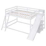 Fun Full Over Full Wood Bunk Bed with Slide, Ladder, Shelves in White | Just Better Bunk Beds - View 12