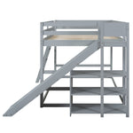 Fun Full Over Full Wood Bunk Bed with Slide, Ladder, Shelves in White | Just Better Bunk Beds - View 30