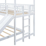 Fun Twin over Full Wood Bunk Bed with Slide, Built-in Ladder, Full-Length Guardrails, White | Just Better Bunk Beds - View 10
