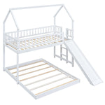 Fun Twin over Full Wood Bunk Bed with Slide, Built-in Ladder, Full-Length Guardrails, White | Just Better Bunk Beds - View 6