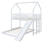 Fun Twin over Full Wood Bunk Bed with Slide, Built-in Ladder, Full-Length Guardrails, White | Just Better Bunk Beds - View 5