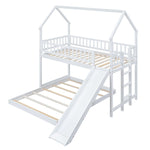 Fun Twin over Full Wood Bunk Bed with Slide, Built-in Ladder, Full-Length Guardrails, White | Just Better Bunk Beds - Detail View