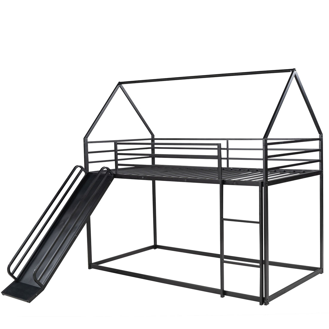 Fun Twin over Twin Metal Bunk Bed with Ladder and Slide in Black or White | Just Better Bunk Beds - View 18
