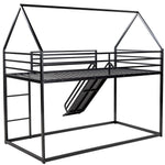 Fun Twin over Twin Metal Bunk Bed with Ladder and Slide in Black or White | Just Better Bunk Beds - View 22