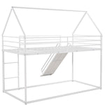 Fun Twin over Twin Metal Bunk Bed with Ladder and Slide in Black or White | Just Better Bunk Beds - View 9
