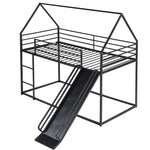 Fun Twin over Twin Metal Bunk Bed with Ladder and Slide in Black or White | Just Better Bunk Beds - View 17
