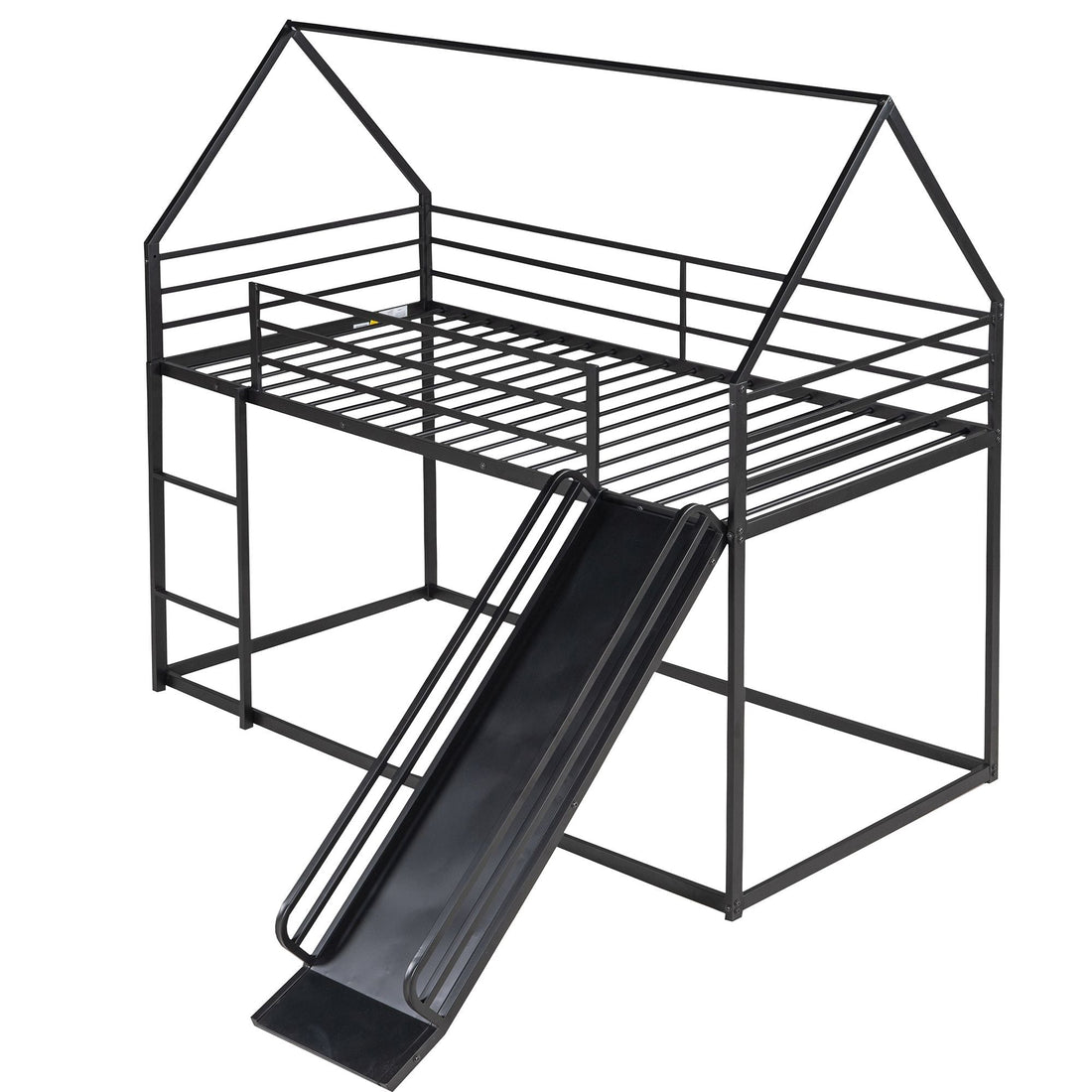 Fun Twin over Twin Metal Bunk Bed with Ladder and Slide in Black or White | Just Better Bunk Beds - View 17