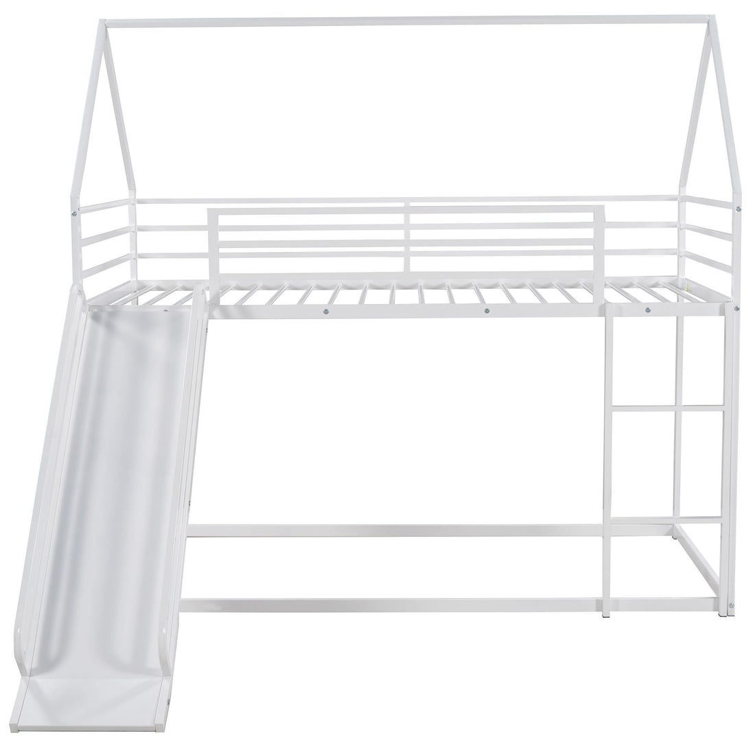 Fun Twin over Twin Metal Bunk Bed with Ladder and Slide in Black or White | Just Better Bunk Beds - View 10