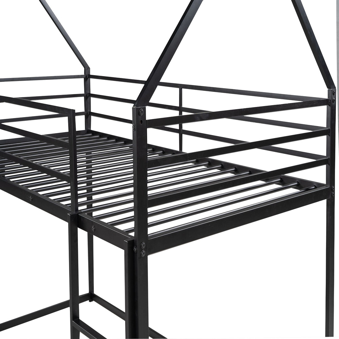 Fun Twin over Twin Metal Bunk Bed with Ladder and Slide in Black or White | Just Better Bunk Beds - View 23