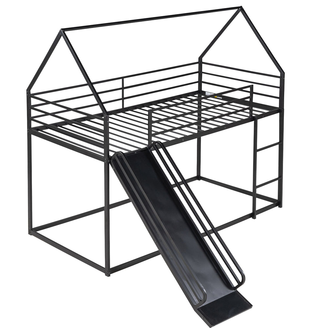 Fun Twin over Twin Metal Bunk Bed with Ladder and Slide in Black or White | Just Better Bunk Beds - View 24