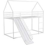 Fun Twin over Twin Metal Bunk Bed with Ladder and Slide in Black or White | Just Better Bunk Beds - View 11