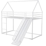 Fun Twin over Twin Metal Bunk Bed with Ladder and Slide in Black or White | Just Better Bunk Beds - View 5