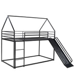 Fun Twin over Twin Metal Bunk Bed with Ladder and Slide in Black or White | Just Better Bunk Beds - View 20