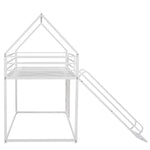 Fun Twin over Twin Metal Bunk Bed with Ladder and Slide in Black or White | Just Better Bunk Beds - Assembly View