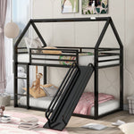 Fun Twin over Twin Metal Bunk Bed with Ladder and Slide in Black or White | Just Better Bunk Beds - View 14