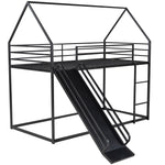 Fun Twin over Twin Metal Bunk Bed with Ladder and Slide in Black or White | Just Better Bunk Beds - View 21