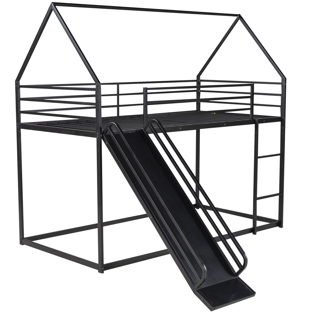 Fun Twin over Twin Metal Bunk Bed with Ladder and Slide in Black or White | Just Better Bunk Beds - View 21
