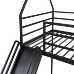 Fun Twin over Twin Metal Bunk Bed with Ladder and Slide in Black or White | Just Better Bunk Beds - View 19