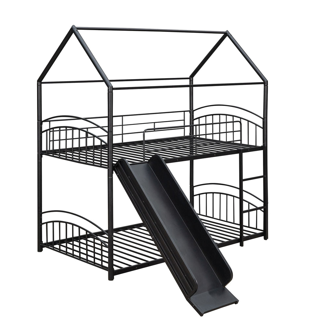 Fun Twin Over Twin Metal Bunk Bed with Slide for Kids, Black, Sturdy & Space-Saving | Just Better Bunk Beds - View 20