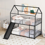 Fun Twin Over Twin Metal Bunk Bed with Slide for Kids, Black, Sturdy & Space-Saving | Just Better Bunk Beds - Detail View