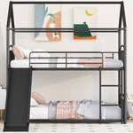 Fun Twin Over Twin Metal Bunk Bed with Slide for Kids, Black, Sturdy & Space-Saving | Just Better Bunk Beds - View 7
