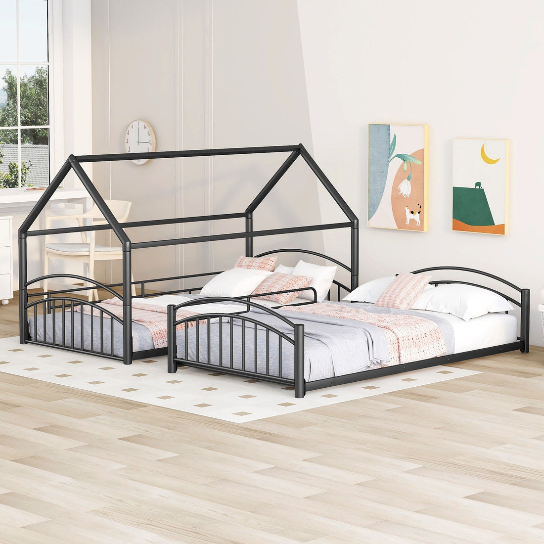 Fun Twin Over Twin Metal Bunk Bed with Slide for Kids, Black, Sturdy & Space-Saving | Just Better Bunk Beds - View 5