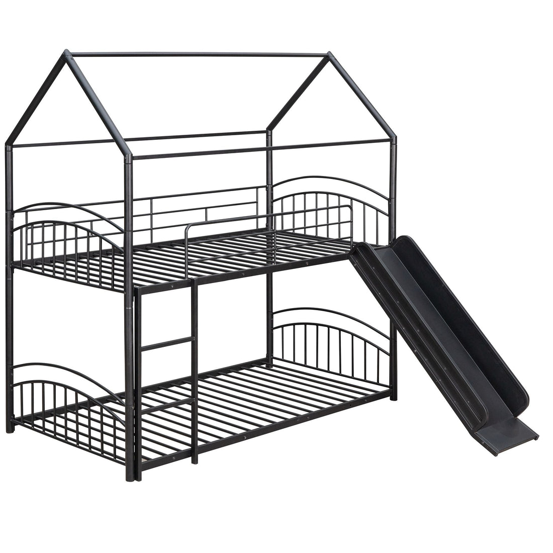 Fun Twin Over Twin Metal Bunk Bed with Slide for Kids, Black, Sturdy & Space-Saving | Just Better Bunk Beds - View 14
