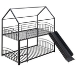 Fun Twin Over Twin Metal Bunk Bed with Slide for Kids, Black, Sturdy & Space-Saving | Just Better Bunk Beds - View 15
