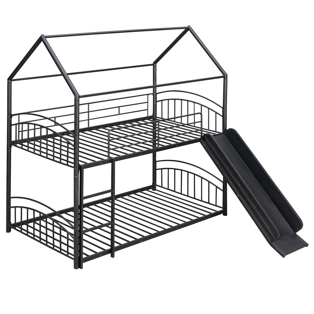 Fun Twin Over Twin Metal Bunk Bed with Slide for Kids, Black, Sturdy & Space-Saving | Just Better Bunk Beds - View 15