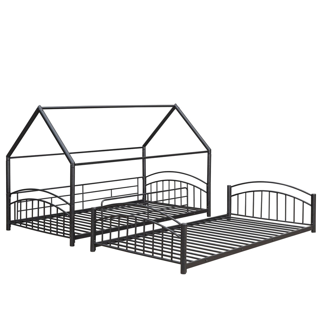 Fun Twin Over Twin Metal Bunk Bed with Slide for Kids, Black, Sturdy & Space-Saving | Just Better Bunk Beds - View 16