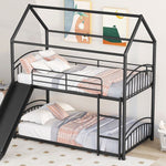 Fun Twin Over Twin Metal Bunk Bed with Slide for Kids, Black, Sturdy & Space-Saving | Just Better Bunk Beds - View 9