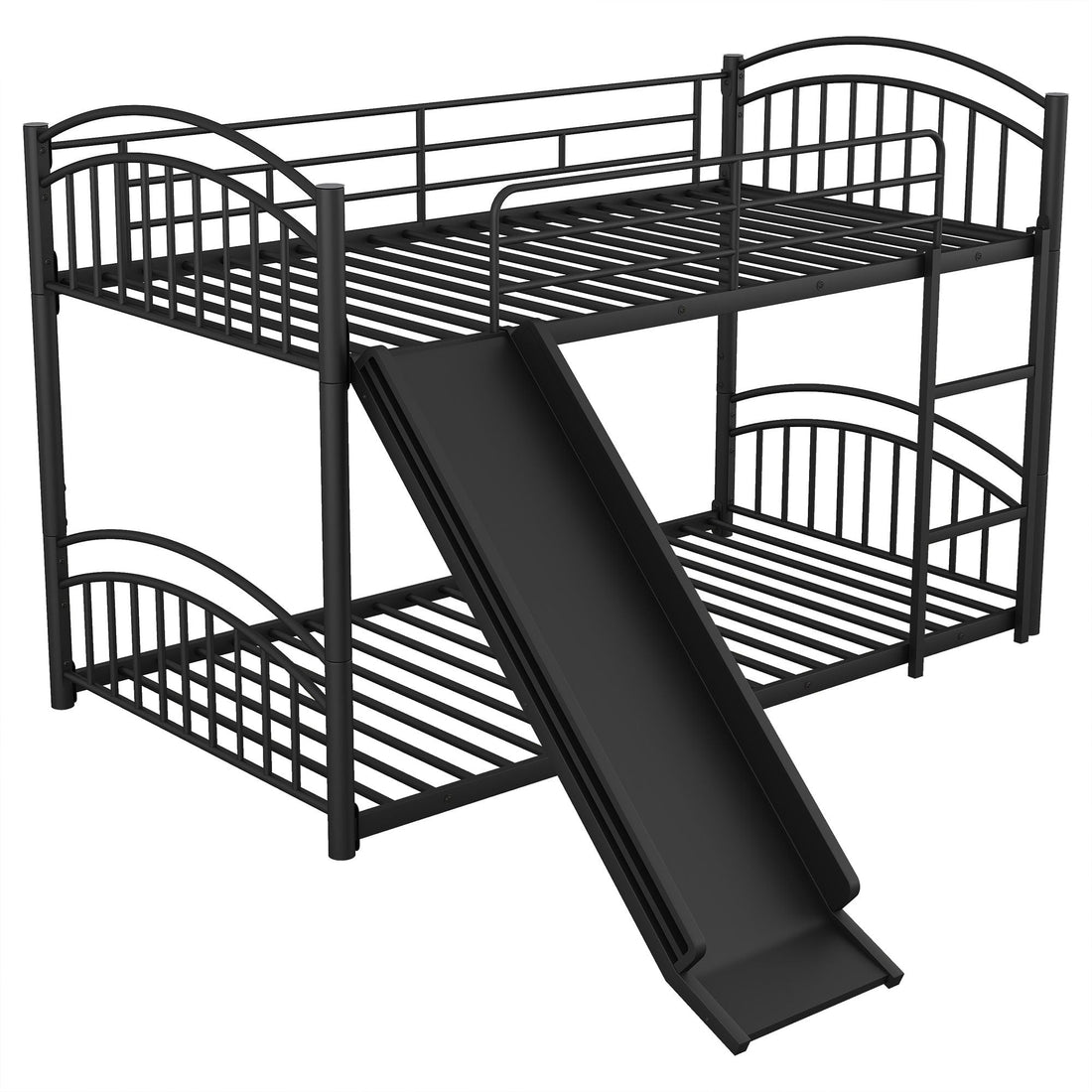 Fun Twin Over Twin Metal Bunk Bed with Slide for Kids, Black, Sturdy & Space-Saving | Just Better Bunk Beds - View 12