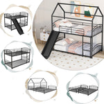 Fun Twin Over Twin Metal Bunk Bed with Slide for Kids, Black, Sturdy & Space-Saving | Just Better Bunk Beds - Side View