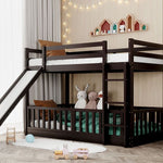 Fun Twin Over Twin Wood Bunk Bed with Slide and Reversible Ladder, White, Gray, Espresso | Just Better Bunk Beds - View 53