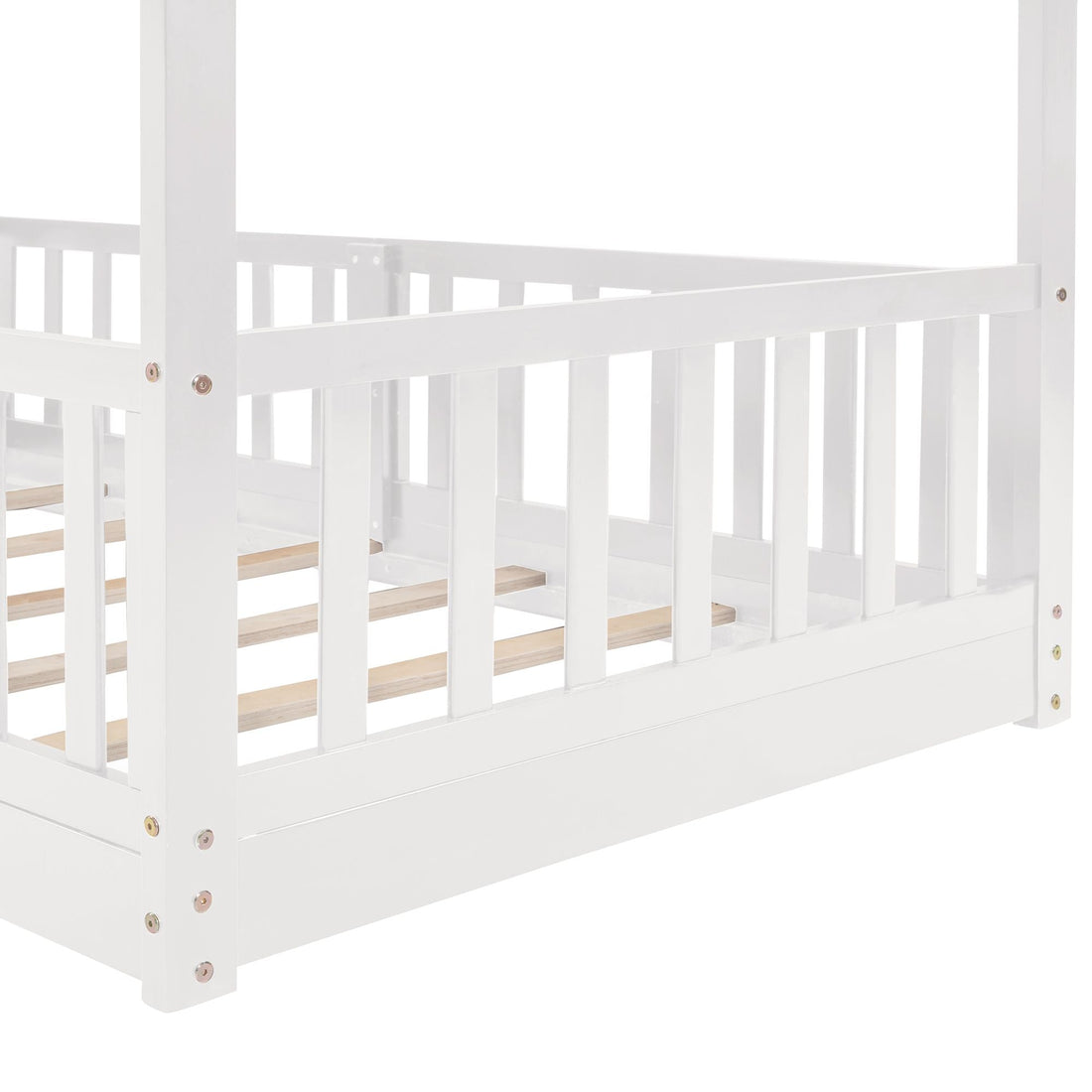 Fun Twin Over Twin Wood Bunk Bed with Slide and Reversible Ladder, White, Gray, Espresso | Just Better Bunk Beds - View 24