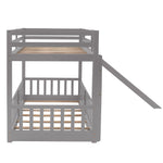 Fun Twin Over Twin Wood Bunk Bed with Slide and Reversible Ladder, White, Gray, Espresso | Just Better Bunk Beds - View 11