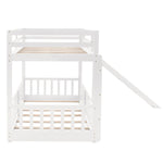 Fun Twin Over Twin Wood Bunk Bed with Slide and Reversible Ladder, White, Gray, Espresso | Just Better Bunk Beds - View 33